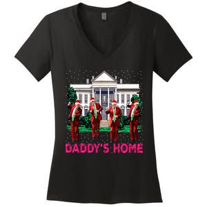 Trump 2024 Take America Back DaddyS Home Christmas Women's V-Neck T-Shirt