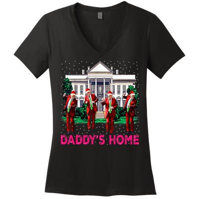 Trump 2024 Take America Back DaddyS Home Christmas Women's V-Neck T-Shirt