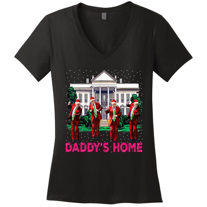 Trump 2024 Take America Back DaddyS Home Christmas Women's V-Neck T-Shirt