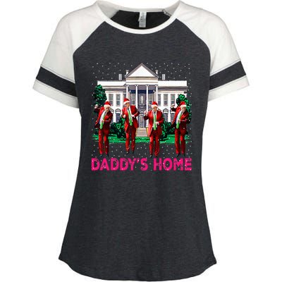 Trump 2024 Take America Back DaddyS Home Christmas Enza Ladies Jersey Colorblock Tee