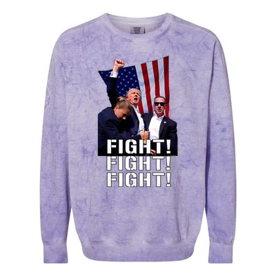 Trump 2024 Trump Fist Pumped Fight Pray For Trump America Colorblast Crewneck Sweatshirt