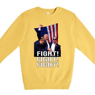 Trump 2024 Trump Fist Pumped Fight Pray For Trump America Premium Crewneck Sweatshirt