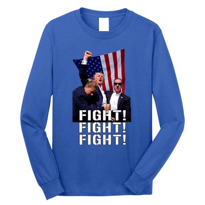 Trump 2024 Trump Fist Pumped Fight Pray For Trump America Long Sleeve Shirt