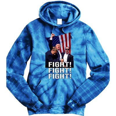 Trump 2024 Trump Fist Pumped Fight Pray For Trump America Tie Dye Hoodie