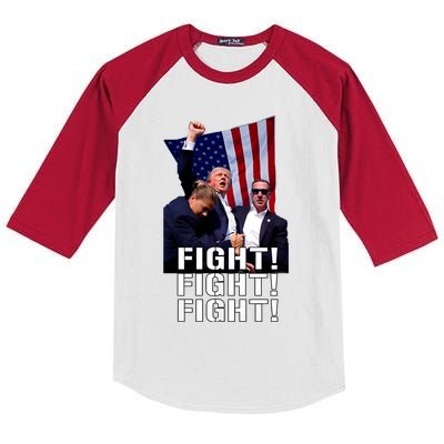 Trump 2024 Trump Fist Pumped Fight Pray For Trump America Kids Colorblock Raglan Jersey