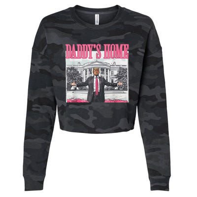 Trump 2024 Take America Back DaddyS Home Trump Pink 2024 Cropped Pullover Crew