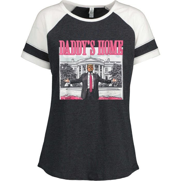 Trump 2024 Take America Back DaddyS Home Trump Pink 2024 Enza Ladies Jersey Colorblock Tee