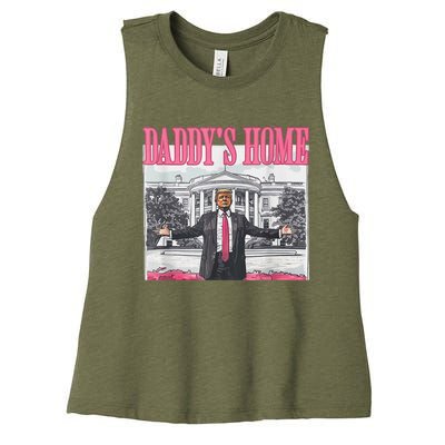 Trump 2024 Take America Back DaddyS Home Trump Pink 2024 Women's Racerback Cropped Tank