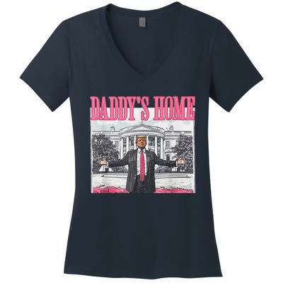 Trump 2024 Take America Back DaddyS Home Trump Pink 2024 Women's V-Neck T-Shirt