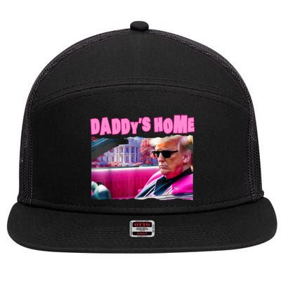 Trump 2024 Take America Back DaddyS Home 7 Panel Mesh Trucker Snapback Hat