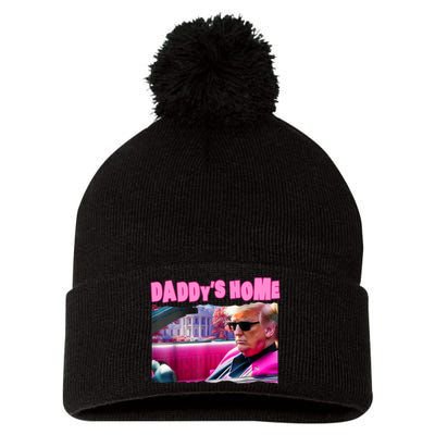 Trump 2024 Take America Back DaddyS Home Pom Pom 12in Knit Beanie