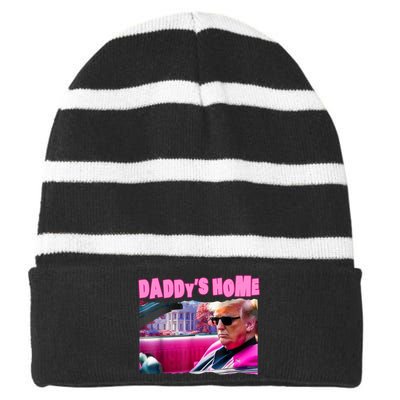 Trump 2024 Take America Back DaddyS Home Striped Beanie with Solid Band