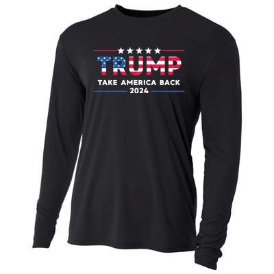 Trump 2024 Take America Back American Flag Trump 2024 Gifts Cooling Performance Long Sleeve Crew