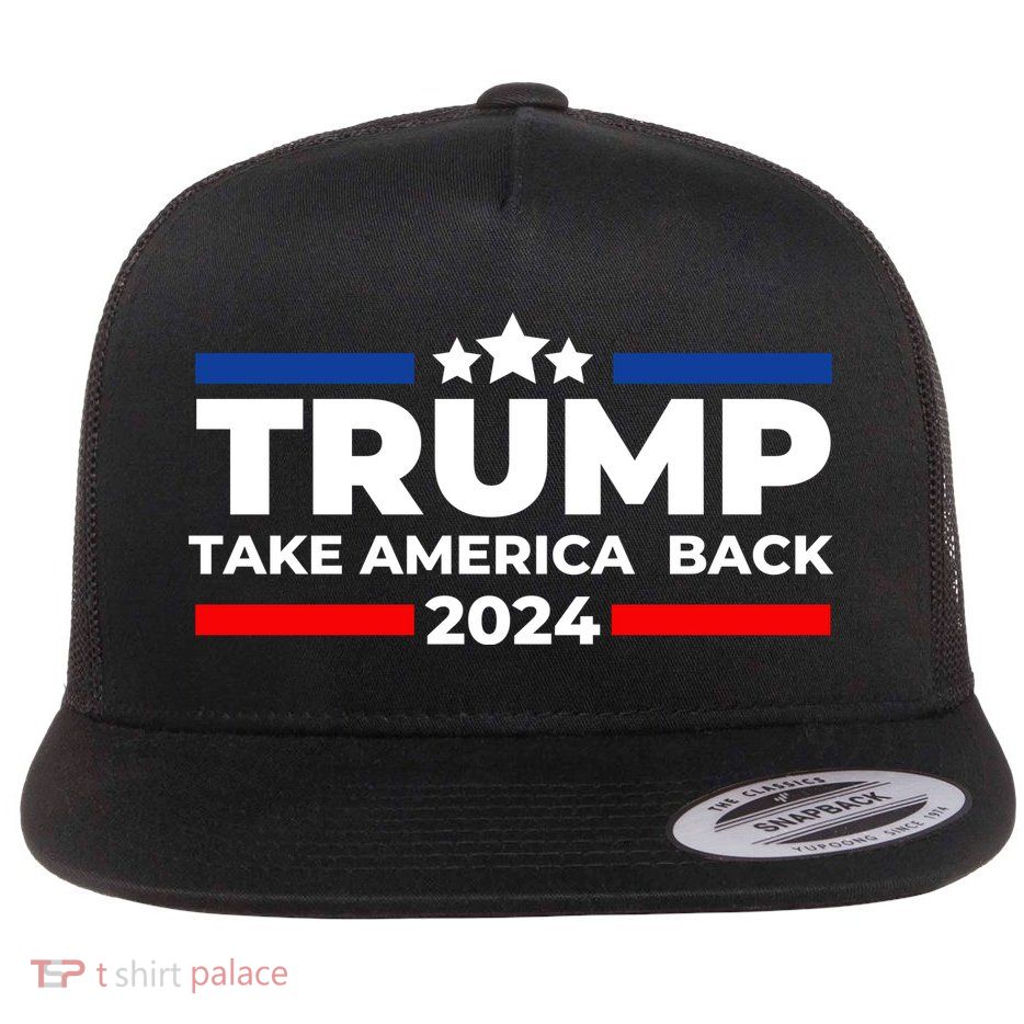 Trump 2024 Take Back America Flat Bill Trucker Hat