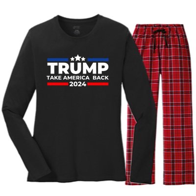 Trump 2024 Take America Back Trump 2024 Apparel Women's Long Sleeve Flannel Pajama Set 