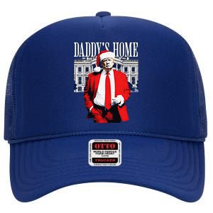 Trump 2024 Take America Back DaddyS Home Trump Christmas High Crown Mesh Back Trucker Hat