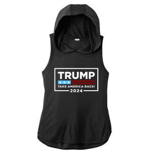 Trump 2024 Take America Back Stars & Stripes USA Vote Ladies PosiCharge Tri-Blend Wicking Draft Hoodie Tank