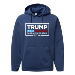 Trump 2024 Take America Back Stars & Stripes USA Vote Performance Fleece Hoodie