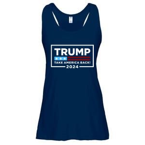 Trump 2024 Take America Back Stars & Stripes USA Vote Ladies Essential Flowy Tank