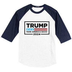 Trump 2024 Take America Back Stars & Stripes USA Vote Baseball Sleeve Shirt