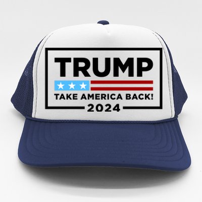 Trump 2024 Take America Back Stars & Stripes USA Vote Trucker Hat