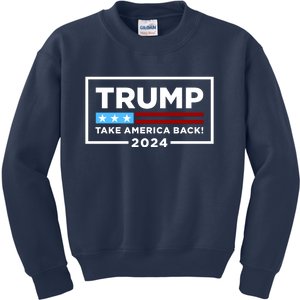 Trump 2024 Take America Back Stars & Stripes USA Vote Kids Sweatshirt