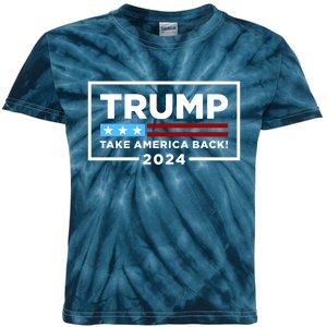 Trump 2024 Take America Back Stars & Stripes USA Vote Kids Tie-Dye T-Shirt