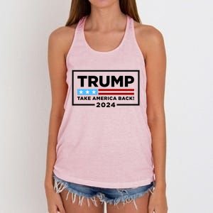 Trump 2024 Take America Back Stars & Stripes USA Vote Women's Knotted Racerback Tank