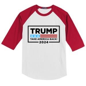 Trump 2024 Take America Back Stars & Stripes USA Vote Kids Colorblock Raglan Jersey