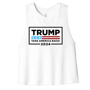 Trump 2024 Take America Back Stars & Stripes USA Vote Women's Racerback Cropped Tank