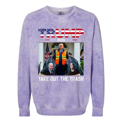 Trump 2024 Take Out The Trash Funny Trump Garbage Man Colorblast Crewneck Sweatshirt