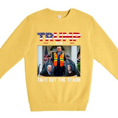 Trump 2024 Take Out The Trash Funny Trump Garbage Man Premium Crewneck Sweatshirt