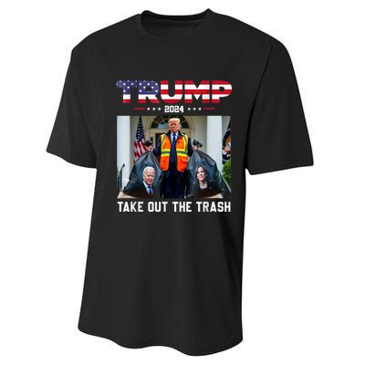 Trump 2024 Take Out The Trash Funny Trump Garbage Man Performance Sprint T-Shirt