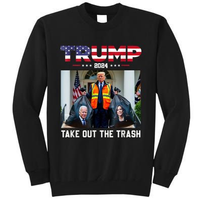 Trump 2024 Take Out The Trash Funny Trump Garbage Man Tall Sweatshirt