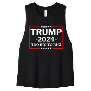 Trump 2024 Too Big To Rig Women's Racerback Cropped Tank