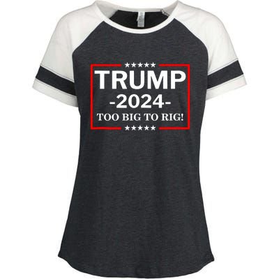 Trump 2024 Too Big To Rig Enza Ladies Jersey Colorblock Tee