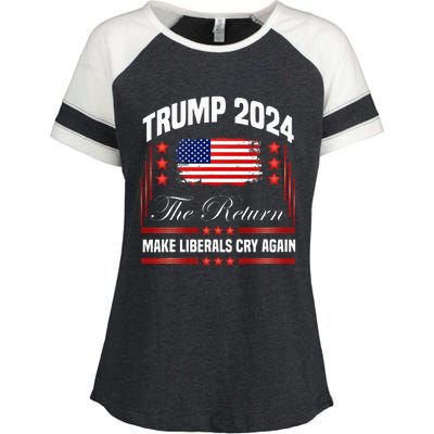 Trump 2024 The Return Make Liberals Cry Again Enza Ladies Jersey Colorblock Tee