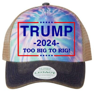 Trump 2024 Too Big To Rig Legacy Tie Dye Trucker Hat