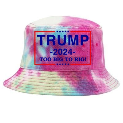 Trump 2024 Too Big To Rig Tie-Dyed Bucket Hat