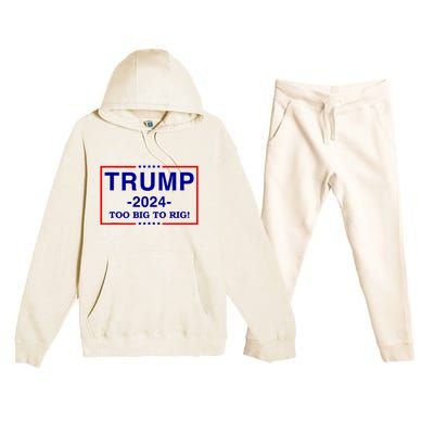 Trump 2024 Too Big To Rig Premium Hooded Sweatsuit Set