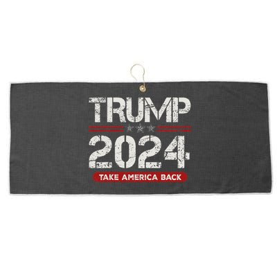 Trump 2024 Take America Back American Flag Trump 2024 Gifts Large Microfiber Waffle Golf Towel