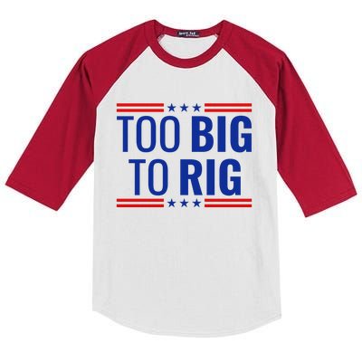 Trump 2024 Too Big To Rig Kids Colorblock Raglan Jersey