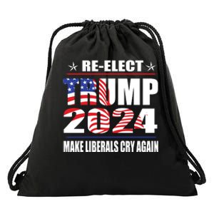 Trump 2024 The Return Make Liberals Cry Again Drawstring Bag