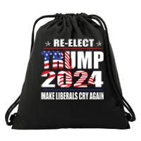 Trump 2024 The Return Make Liberals Cry Again Drawstring Bag