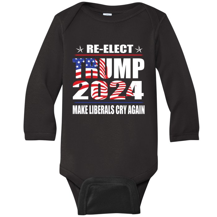 Trump 2024 The Return Make Liberals Cry Again Baby Long Sleeve Bodysuit