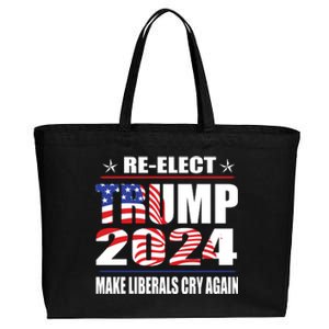 Trump 2024 The Return Make Liberals Cry Again Cotton Canvas Jumbo Tote