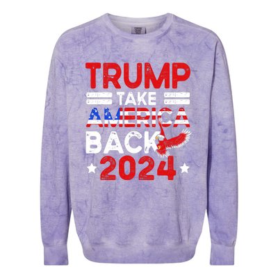 Trump 2024 Take America Back American Flag Trump 4th Of July Colorblast Crewneck Sweatshirt