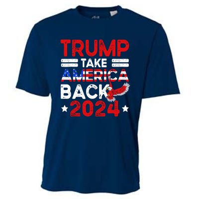 Trump 2024 Take America Back American Flag Trump 4th Of July Cooling Performance Crew T-Shirt