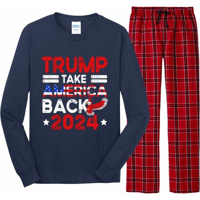 Trump 2024 Take America Back American Flag Trump 4th Of July Long Sleeve Pajama Set