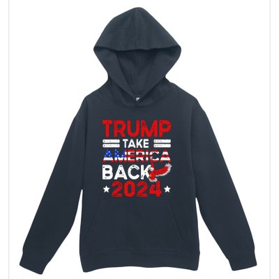 Trump 2024 Take America Back American Flag Trump 4th Of July Urban Pullover Hoodie